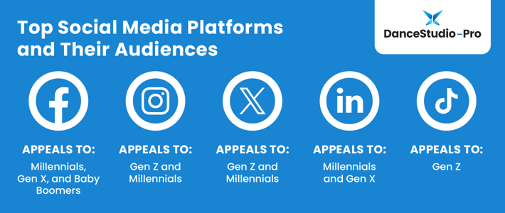 Infographic showing the top social media platforms and their audiences.