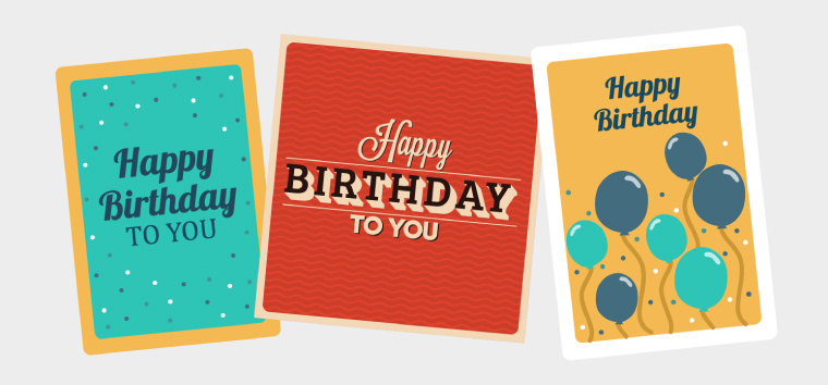 Three examples of birthday eCards