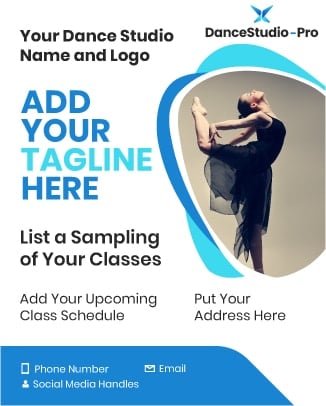 Here's an example of a flyer you might create to enhance your dance studio marketing strategy.