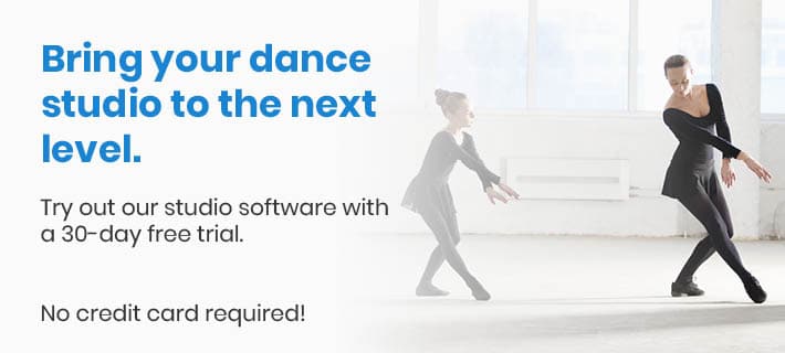 This is another image with a link to DanceStudio-Pro's dance studio software free trial. Investing in dance studio management software is one of our top tips for dance studio owners.